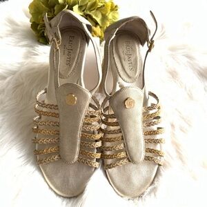 Eric Javits Gold Sandals Size 7.5